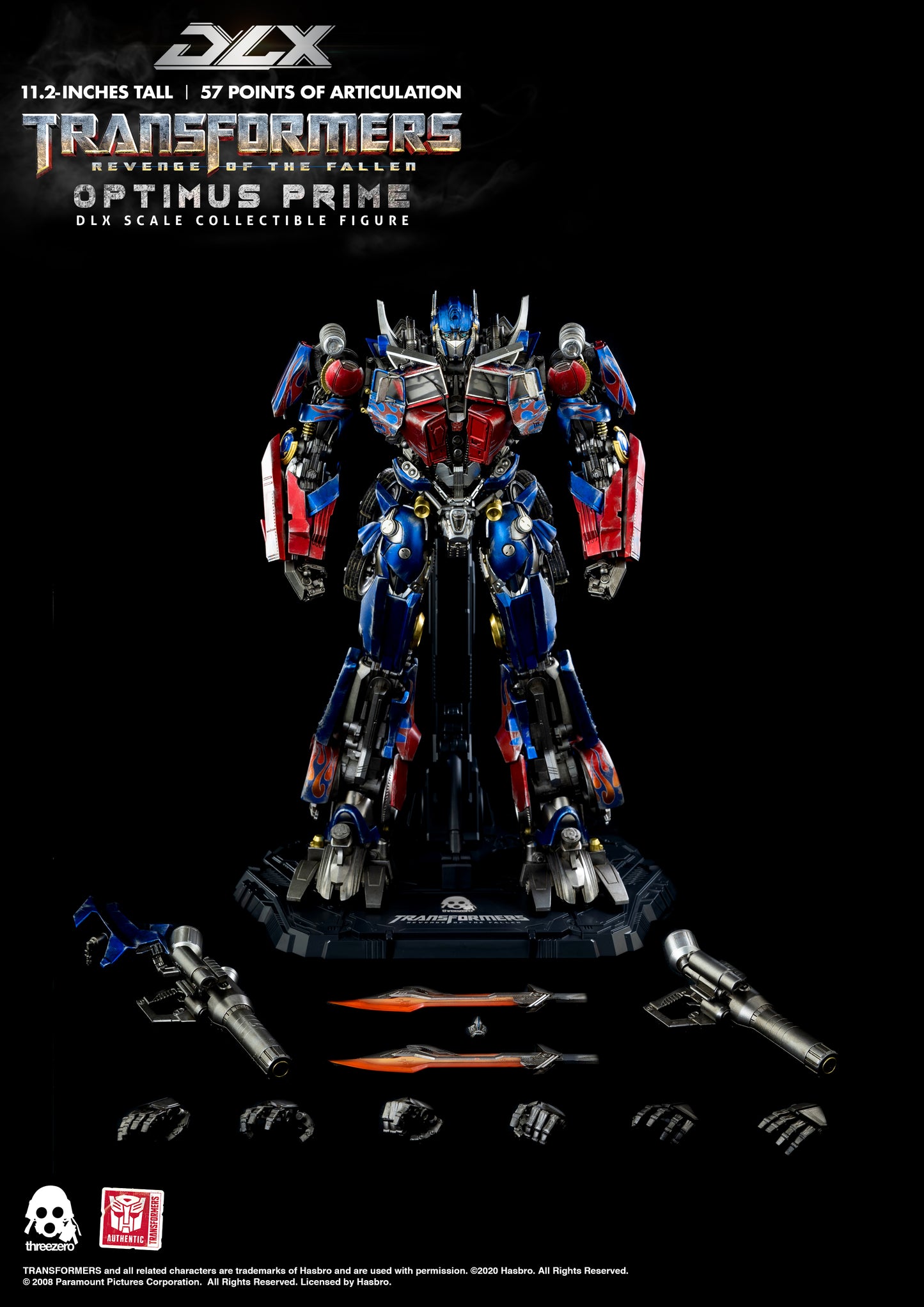 Transformers: Revenge of the Fallen – DLX Optimus  showing all accessories