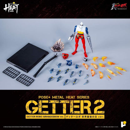 Getter Robo Armageddon Pose+ Metal Heat Series Getter 2 showing all accessories