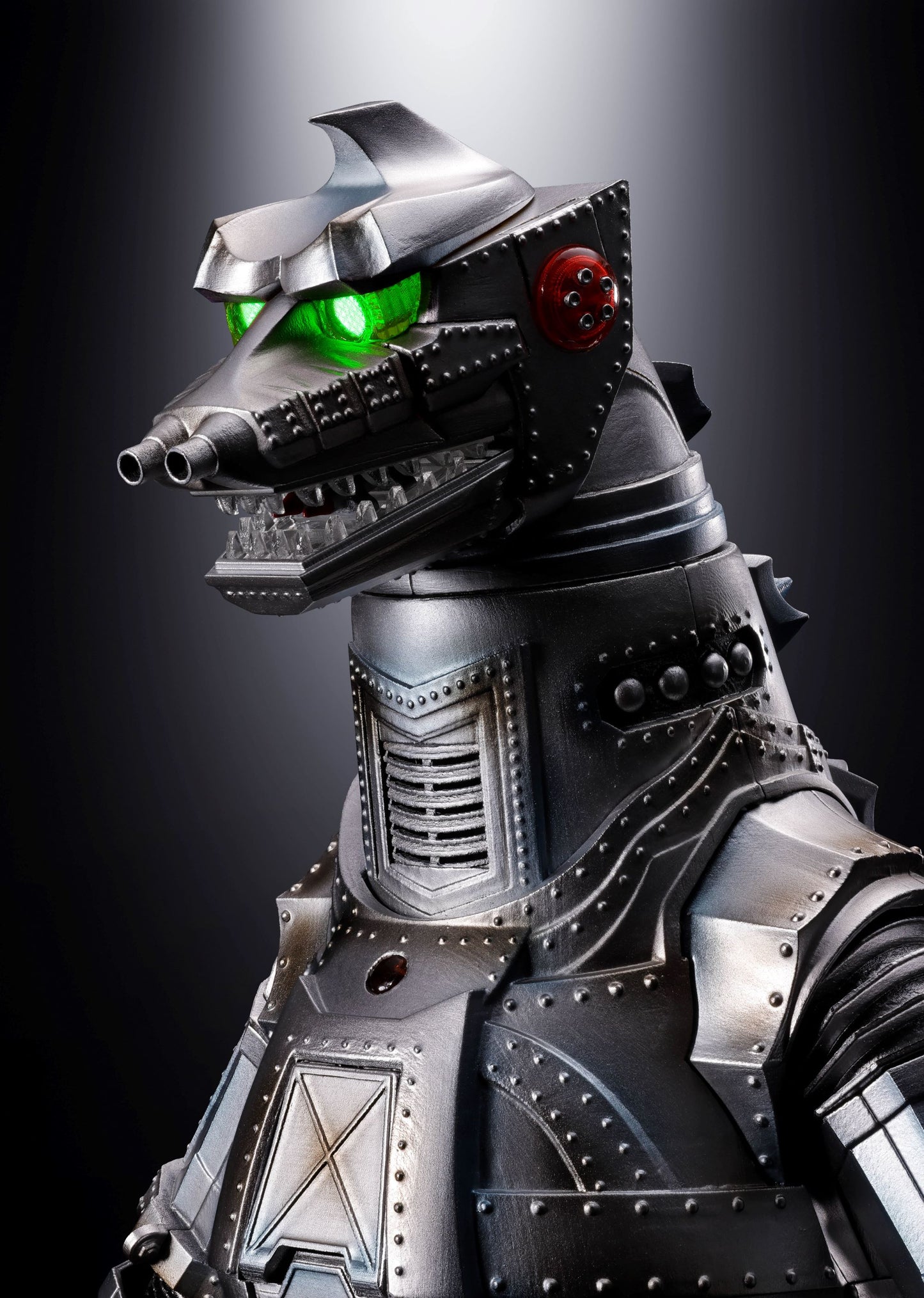 MECHAGODZILLA 1974 "Godzilla vs Mechagodzilla", TAMASHII NATIONS DX SOUL OF CHOGOKIN eyse light up green