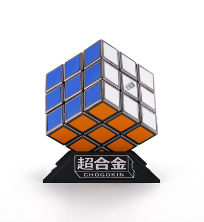 RUBIK'S CUBE ROBO "RUBIK'S CUBE", TAMASHII NATIONS CHOGOKIN cube on a stand