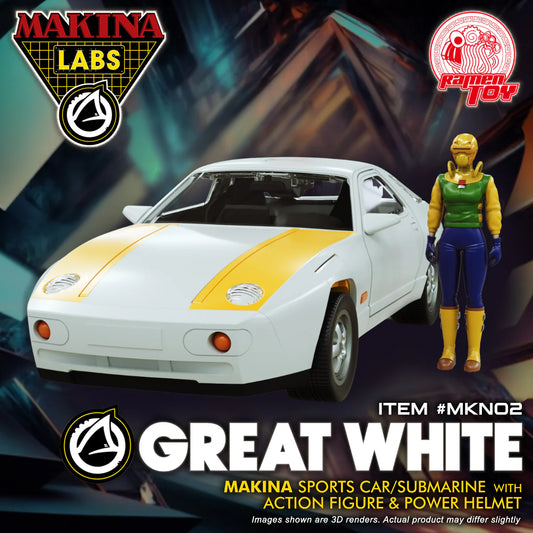 Great White Makina Sports Car/Submarine with Action Figure & Power Helmet (M.A.S.K.)