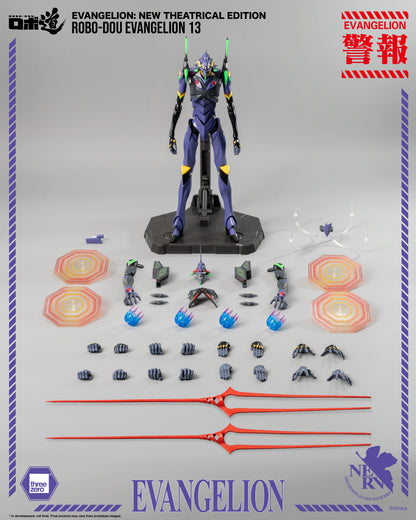 Evangelion: New Theatrical Edition - ROBO-DOU Evangelion 13 by Threezero showing all accessories