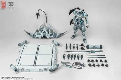 CangDao CD-07W Hurricane Ninja Zhan Ming (White Ghost Ver.) Action Figure showing all accessories