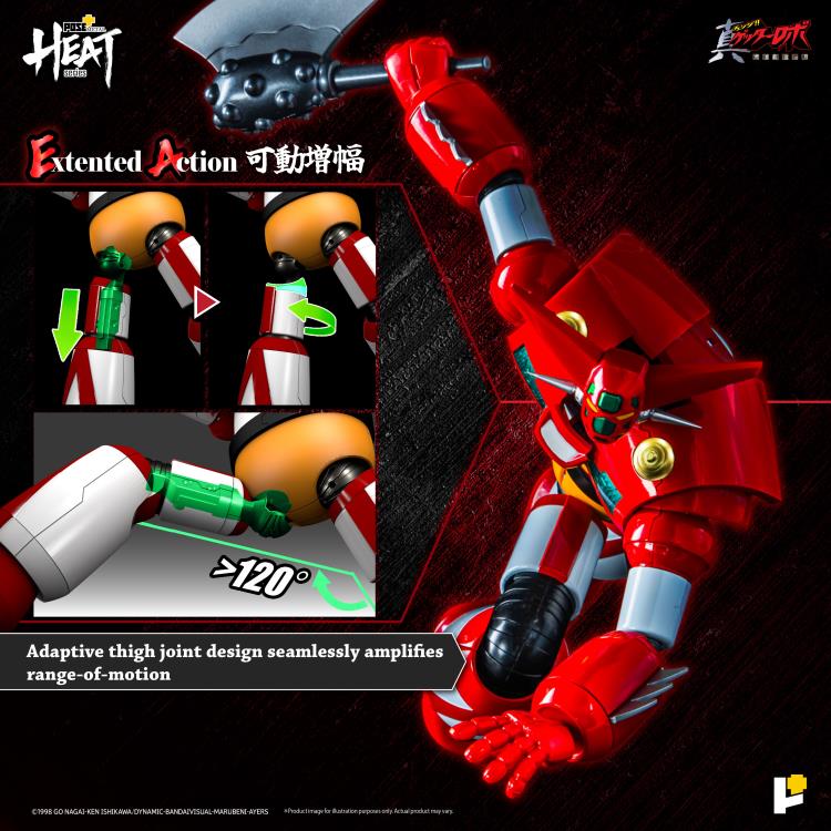Getter Robo Armageddon Pose+ Metal Heat Series Getter 1 showing leg articulation structure